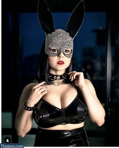 missbelle.desiree - woman in a bunny mask and leather outfit posing for a picture