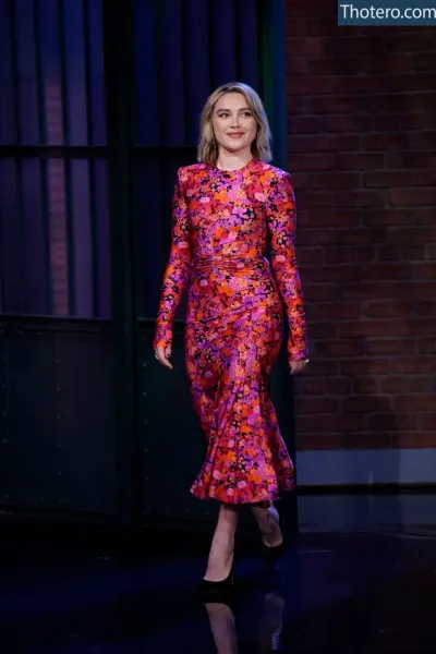 Florence Pugh - cate blanche in a floral dress on the late show