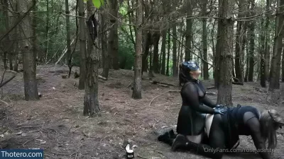 rosejadestorm - there is a woman riding a horse in the woods