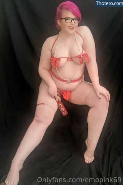 emopink69 - woman in a red bikini and glasses posing for a picture