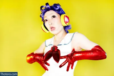 Omi Kero Gibson - there is a woman in a costume with headphones and gloves